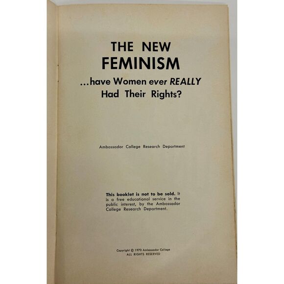 The New Feminism Booklet, 1970, Ambassador College, History, Women's Rights - Picture 3 of 7